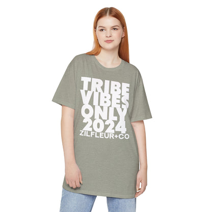 TRIBE VIBES White Long Hem Tee