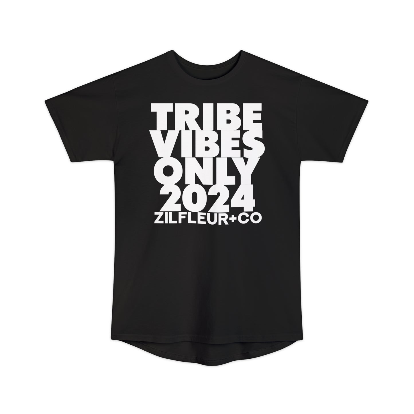 TRIBE VIBES White Long Hem Tee