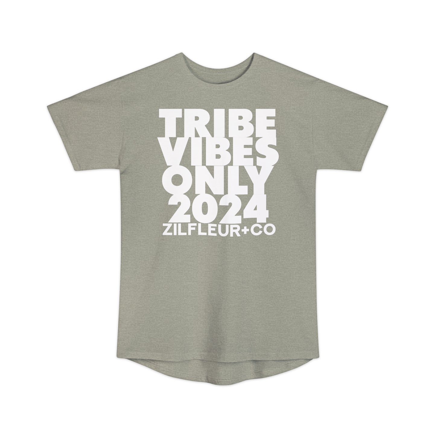 TRIBE VIBES White Long Hem Tee