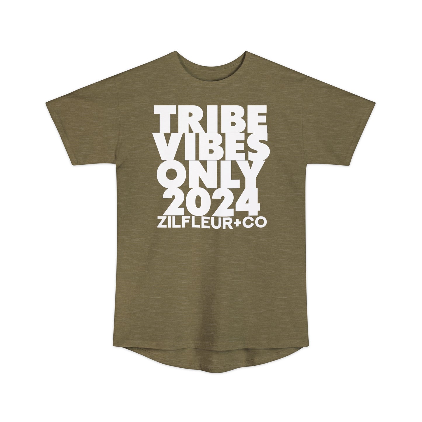 TRIBE VIBES White Long Hem Tee