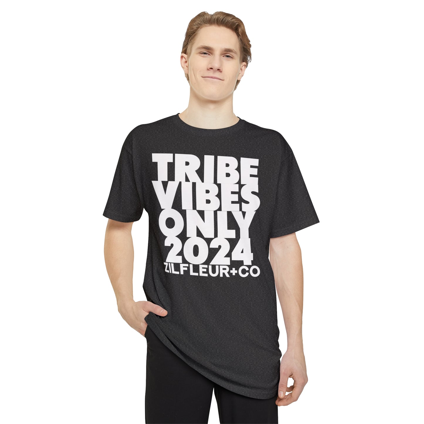 TRIBE VIBES White Long Hem Tee