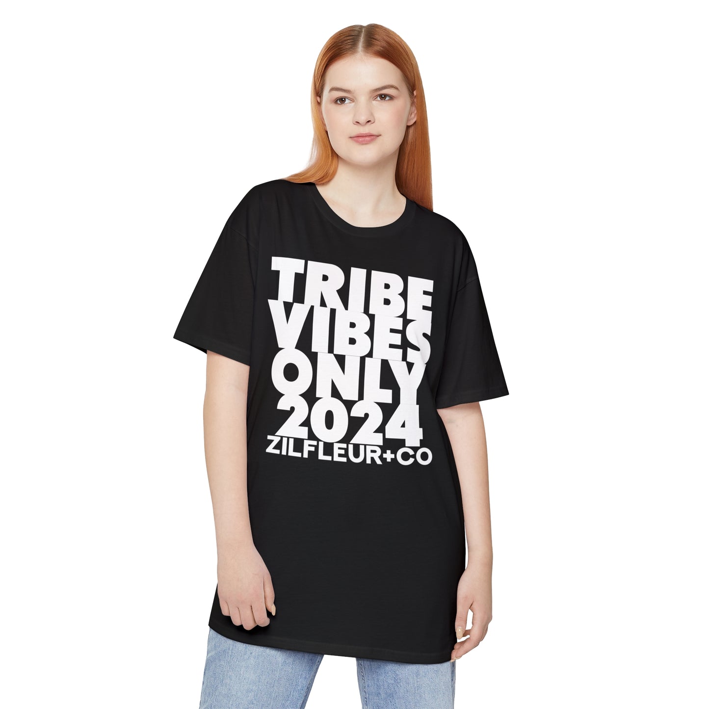 TRIBE VIBES White Long Hem Tee