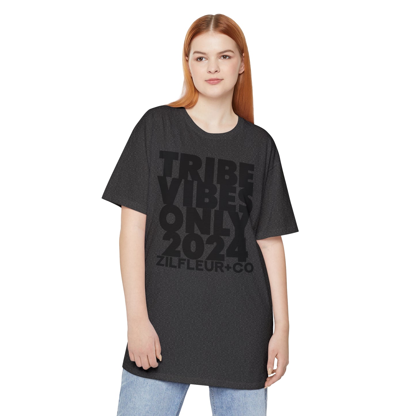 TRIBE VIBES Black Long Hem Tee