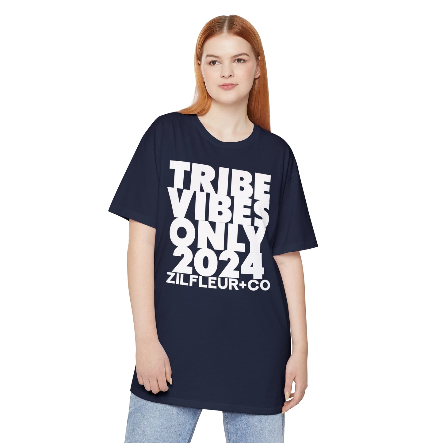 TRIBE VIBES White Long Hem Tee