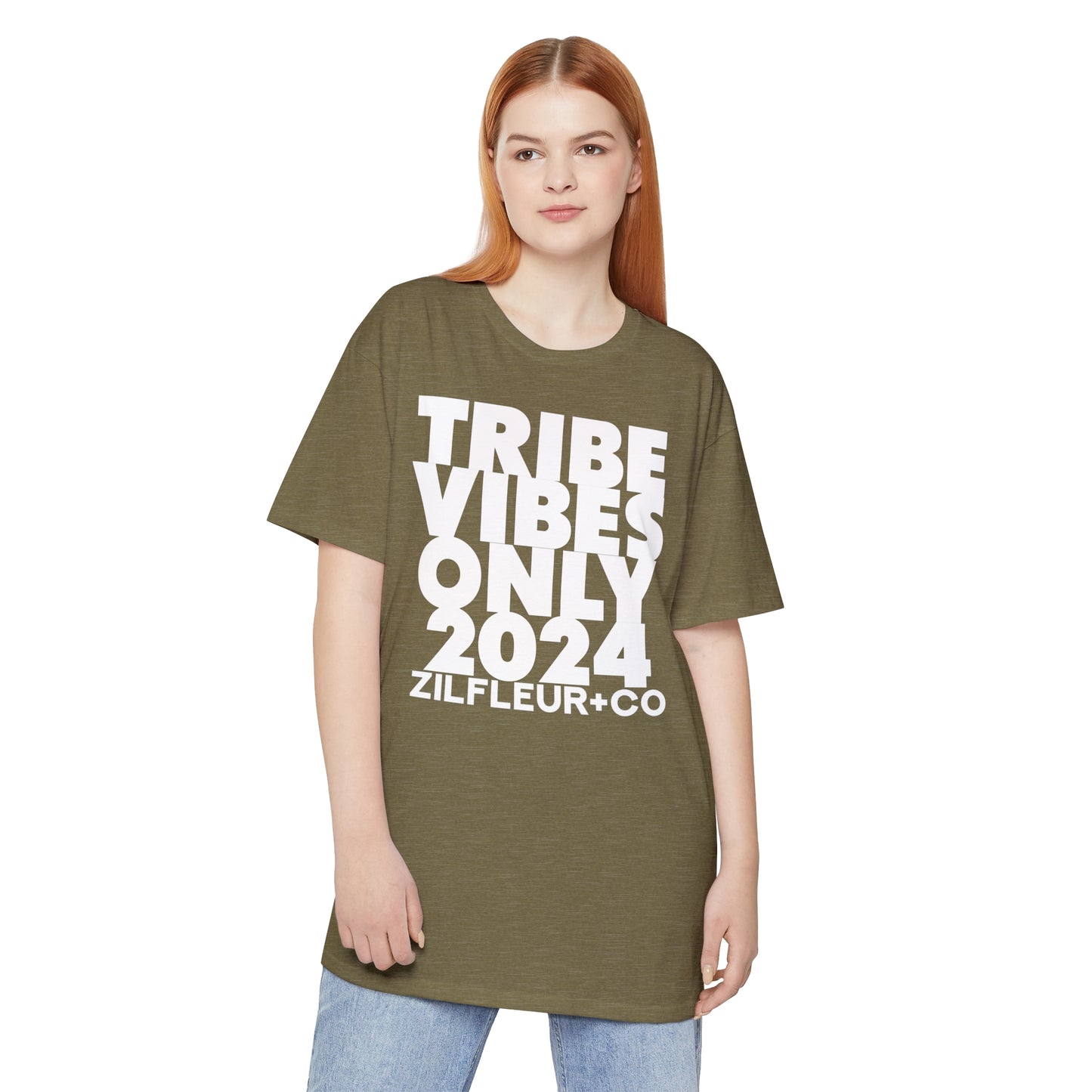 TRIBE VIBES White Long Hem Tee