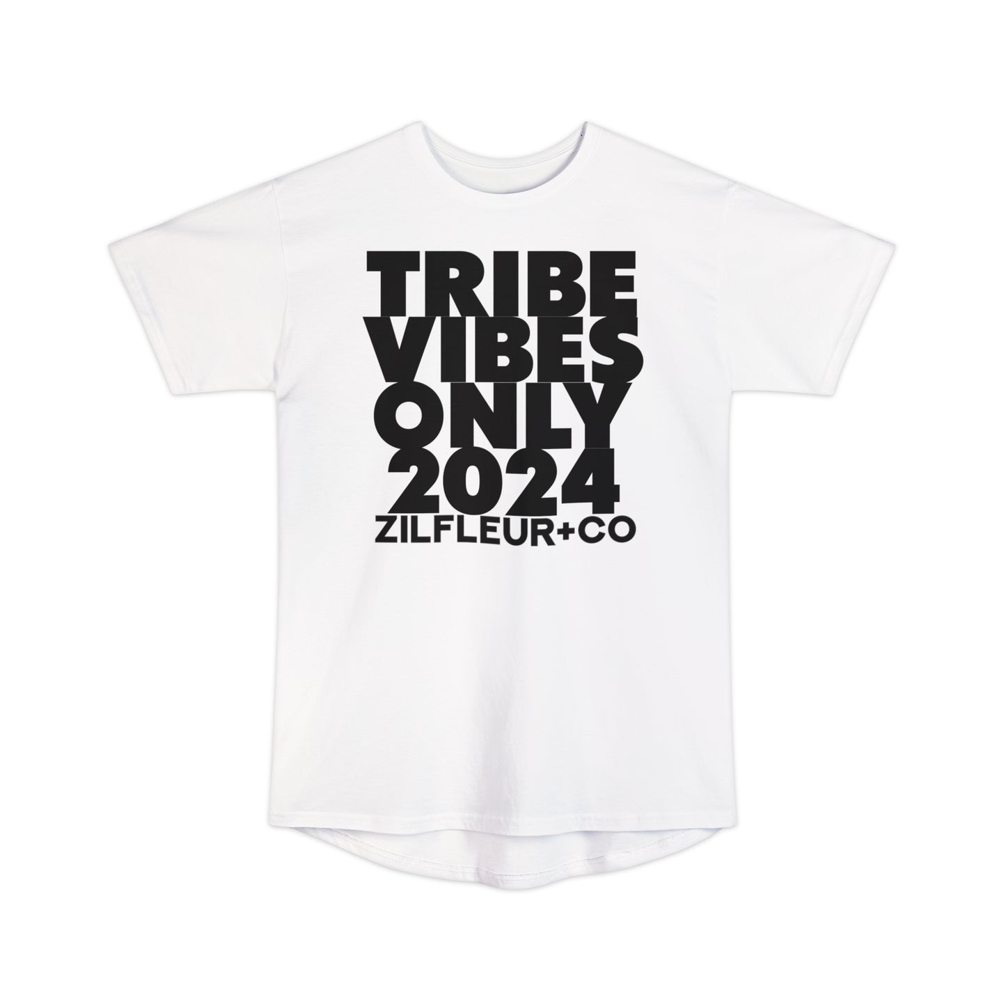 TRIBE VIBES Black Long Hem Tee