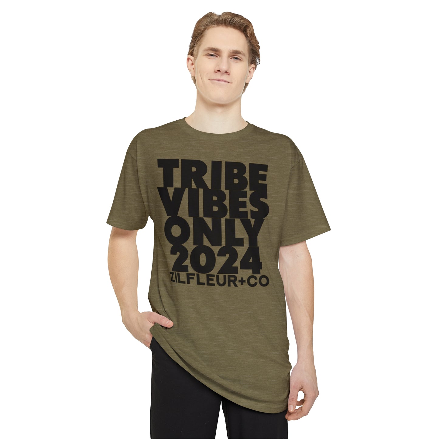 TRIBE VIBES Black Long Hem Tee